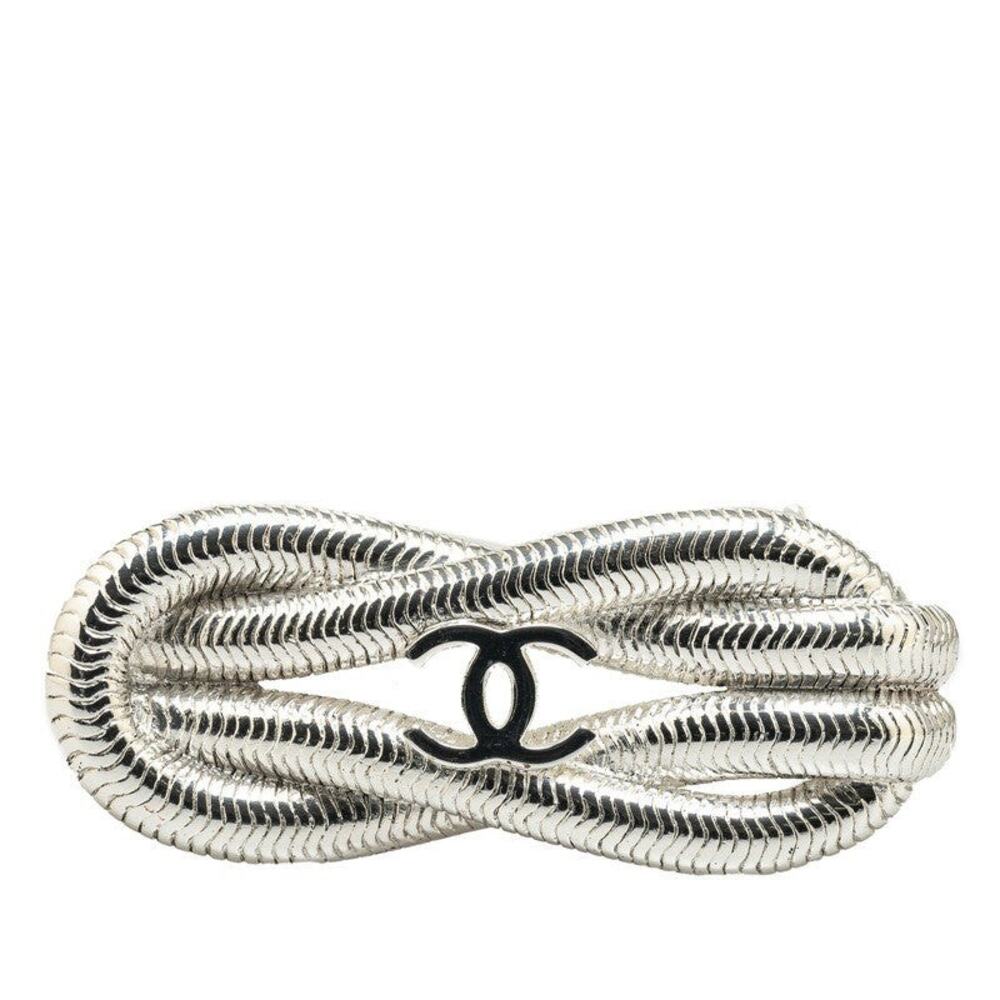 Chanel CC Logo Brooch Silver